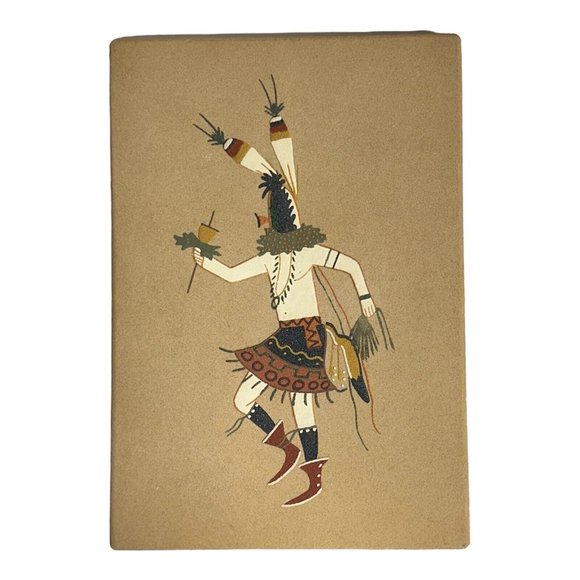 Authentic Navajo Sand Painting Yei Bei Chai Dancer Ceremony Wallace Wateman 13x9 - Picture 1 of 9